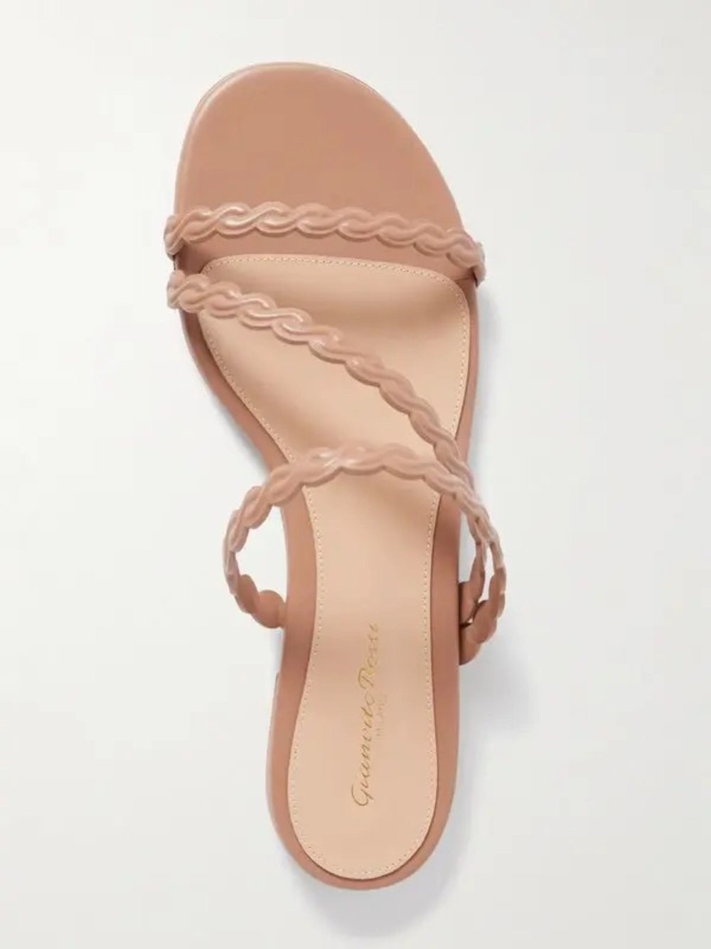 Gianvito Rossi Nude Pink Braided-Strap Flat Sandals